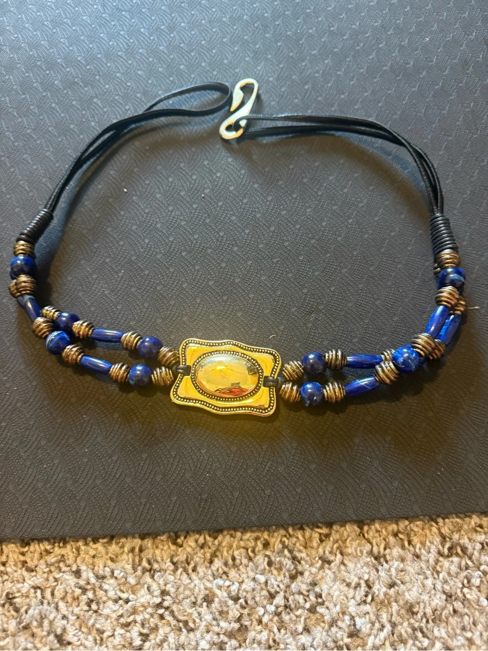 Gold and Blue Beaded Statement Belt- Women Jewelry